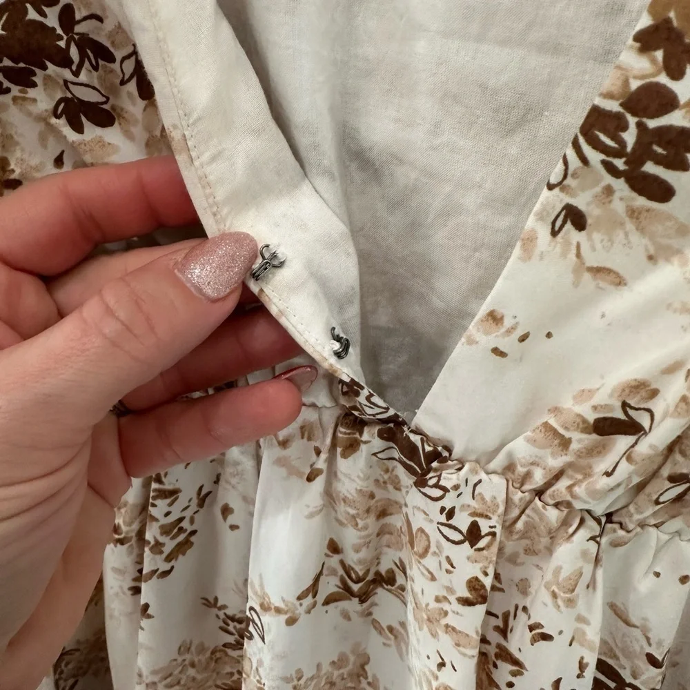 Abercrombie & Fitch Cream and Brown Floral Maxi Dress - Picture 4 of 6